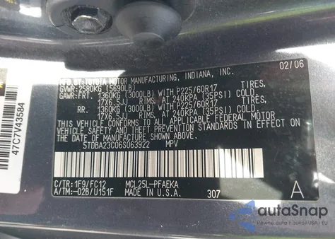 2006 Toyota Sienna Le из США, поврежденный, VIN 5TDBA23C06S063922